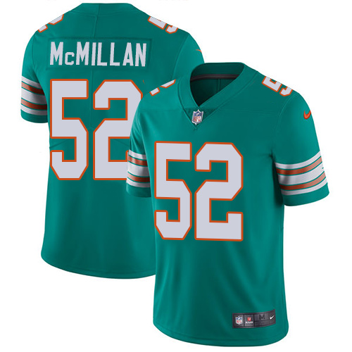 Nike Miami Dolphins 52 Raekwon McMillan Aqua Green Alternate Men Stitched NFL Vapor Untouchable Limited Jersey